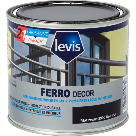 LEVIS FERRO DECOR 0,5L MAT ZWART 8900